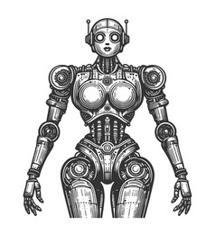 Futuristic Female Robot Engraving