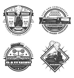 Vintage Monochrome Retro Train Emblems Set