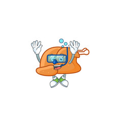 Cartoon Roast Turkey In Character Shape Diving