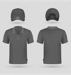 Black Baseball Cap And Male Polo T-shirt Realistic