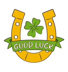 Good Luck Lettering Ribbon Horseshoe And Clover