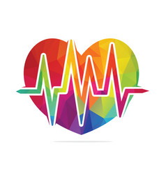 Heart Pulse Flat Logo Icon Design