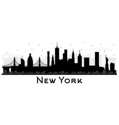 New York Usa City Skyline Silhouette With Black