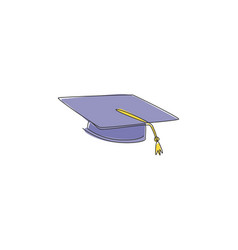 One Single Line Drawing Of Graduation Cap Logo