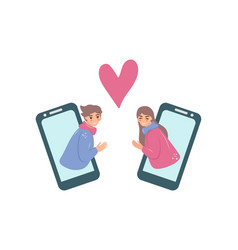 Online Date Romantic Couple Concept Of Virtual