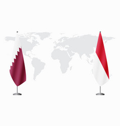 Qatar And Monaco Flags For Official Meeting