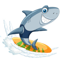 Cartoon Shark On Surf Isolated