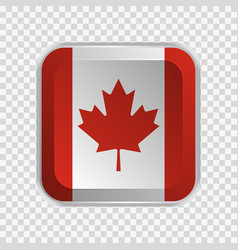 Flag Of Canada On Square Button On Transparent