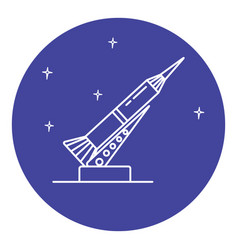 Rocket And Launch Pad Icon In Thin Line Style