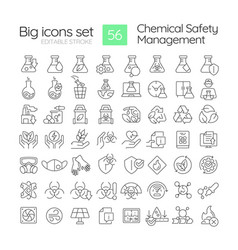 Chemical Safety Management Linear Icons Set