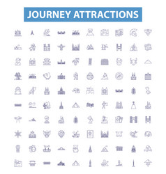 Journey Attractions Line Icons Signs Set