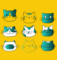 Cute Cats Faces Set