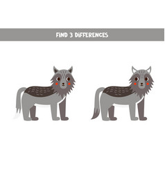 Find 3 Differences Between Two Cute Cartoon Wolves