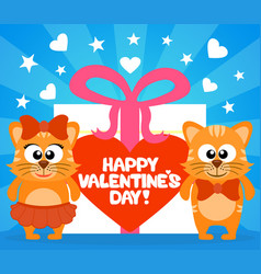 Happy Valentines Day Card With Cats