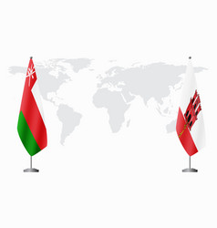 Oman And Gibraltar Flags For Official Meeting