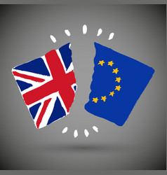 Two Torn Flags - Eu And Uk In Hands Brexit