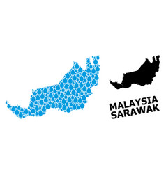 Collage Map Sarawak Water Drops