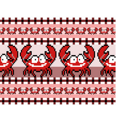 Crab Cartoon Character Seamless Pattern