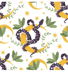 Snake Floral Seamless Pattern Flower Magic