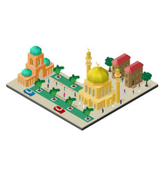 Isometric Cityscape With Multicultural Citylife