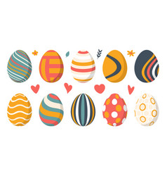 Set Of 10 Color Easter Eggs With Pattern Design