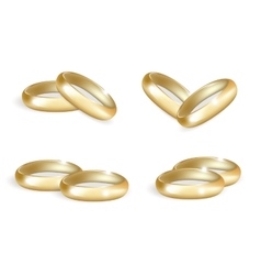 Realistic Wedding Gold Rings Set 3d Bands