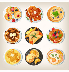 Set Of Delicious Pancake Dishes