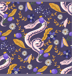 Snake Floral Seamless Pattern Flower Magic