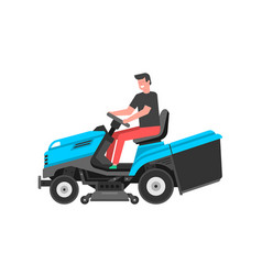 Man Driving A Riding Lawn Mower