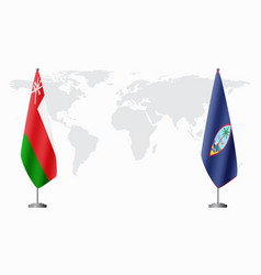 Oman And Guam Flags For Official Meeting