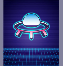 Retro Style Ufo Flying Spaceship Icon Isolated