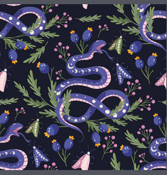 Snake Floral Seamless Pattern Flower Magic