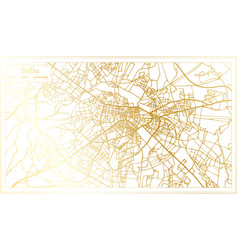 Sofia Bulgaria City Map In Retro Style In Golden