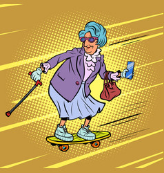 Grandma Rides A Skateboard Active Recreation