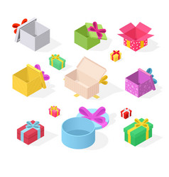 Set Gifts Box With The Lid Open And Closed 3d