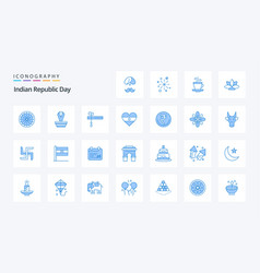 25 Indian Republic Day Blue Icon Pack