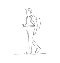 Continuous Line Drawing Of A Delivery Man