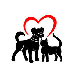 Icon Cat With Dog And Love Heart