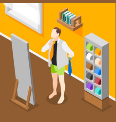 People Morning Routine Isometric Concept