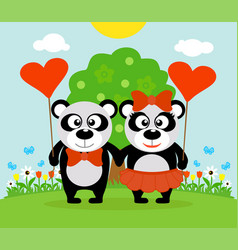 Valentines Day Background With Pandas