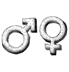 Hand Drawn Gender Symbols With Dot Shading