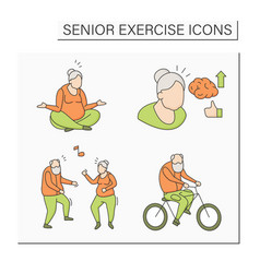 Senior Exercise Color Icons Set