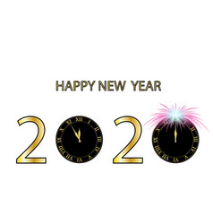 Happy New Year Or Xmas Card With Golden Clock