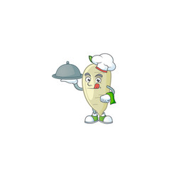 Cute White Radish As A Chef With Hat And Tray