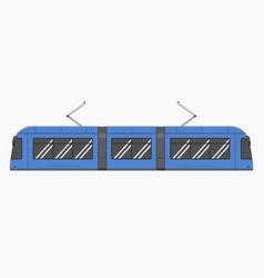 Blue Modern Tram Way Train Side View Flat