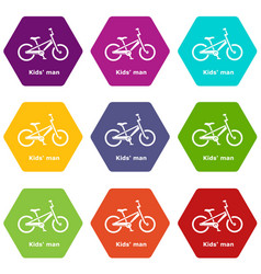 Kids Man Bike Icons Set 9