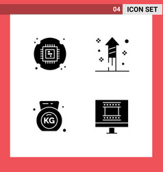 Set 4 Solid Glyphs On Grid For Chip Gym