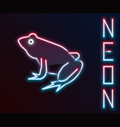 Glowing Neon Line Frog Icon Isolated On Black