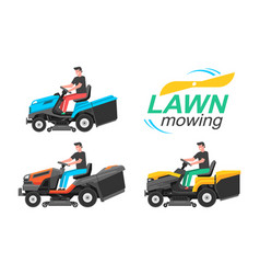 Man Driving A Riding Lawn Mower