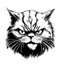 An Angry Cat Ink Simple Monochrome